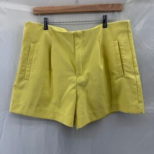 A New Day Women's Yellow High Rise Tailored Shorts Size 12 Stretch Smart Casual